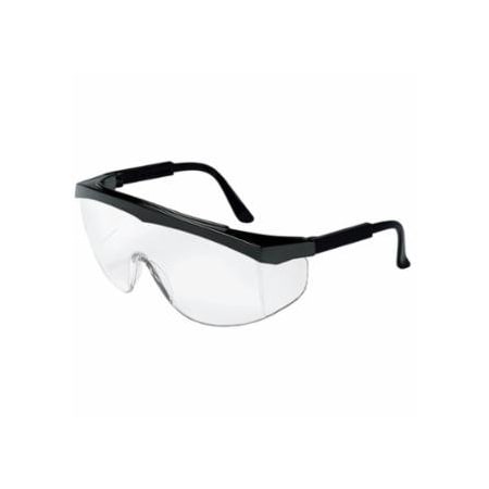 Mcr Safety SS1 Series Safety Glasses, Clear Lens, Polycarbonate, Scratch-Resistant, Black Frame 135-SS110