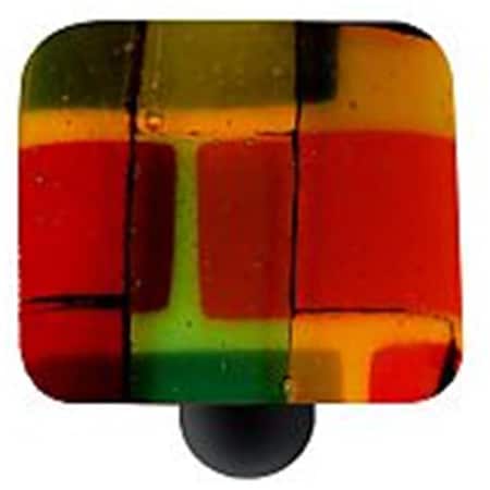 Towels Usa Artist Mosaic Autumn Square Glass Cabinet Knob - Black Post TO2522040