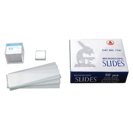 Amscope 50 Pre-Cleaned Blank Glass Microscope Slides and 100pc Square Coverslips BS-50P-S