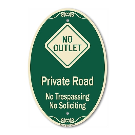 Signmission Private Road No Trespassing Or Soliciting Wit, 12 In X 18 In Architectural, Heavy Gauge Aluminum A-OV-G-1218-9911
