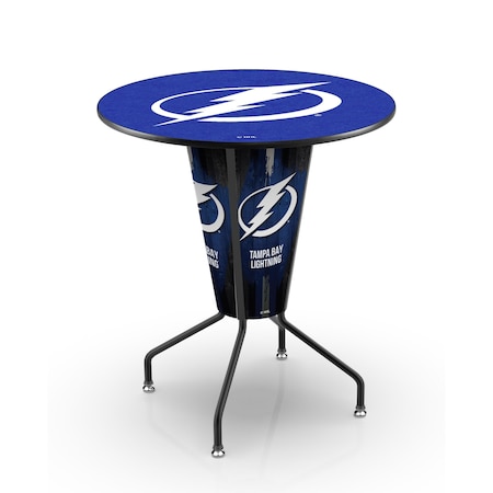 Holland Bar Stool Co Lighted 42" Black Tampa Bay Lightning Pub Table L218B42TBLght36RTBLght
