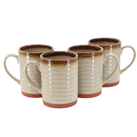 Gibson Home Terra Bella 4 Piece 18.5 Ounce Terracotta Mug Set in Smoke 142558.01