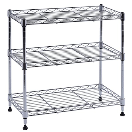 Sandusky Lee Wire Shelving Unit, 10"D x 18"W x 18"H, 3 Shelves, Chrome WS181018-C