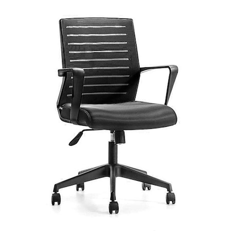 We'Re It Budg it, Office Chair for Home or Office with Modern Mesh Slat Back Design in Black BU-201-EW08