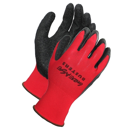 Safety Zone Latex Crinkle Coated Gloves 13G - Red/Black, Med - 12 Pairs GCL13RM