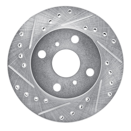 Dynamic Friction Co DFC Brake Rotor - Drilled and Slotted - Silver 631-76034L