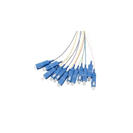 Cable Wholesale 12 Strand Fiber Ribbon Pigtail, 9/125 Singlemode(Blue Boot), SC/UPC, 3 meters 15F2-00012