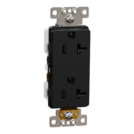 Square D Straight Blade Receptacle, 5-20R, 20 A, 125V AC, 2 Pole, Flush Mount, Self-Grounded SQR44201BK