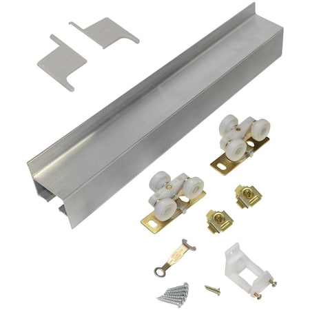 Johnson Hardware Mill Aluminum Steel Wall Mount Barn Door Hardware Kit 2610F721