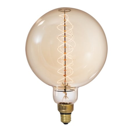 Bulbrite Grand Nostalgic 60W Dimmable Globe Incandescent Light Bulb, Medium E26 Base, 2200K, Antique Glass 137401