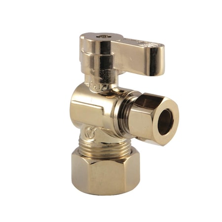 Pinpoint 0.62 in. OD Compression x 0.37 in. OD Compression Angle Stop Valve, Polished Brass PI2599758