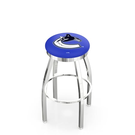 Holland Bar Stool Co 36" Chrome Vancouver Canucks Swivel Bar Stool, Accent Ring L8C2C36VanCan