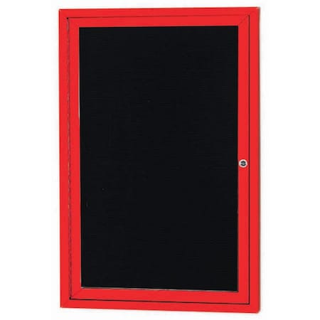 Aarco Outdoor Enclosed Directory w/ Al Frame, Powder Coated Red, Letter Panel is Black Vinyl, 36''Hx24''W OADC3624R