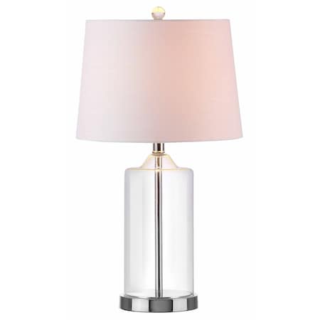 Jonathan Y Walsh 25" Glass LED Table Lamp, Clear/Chrome JYL1018A