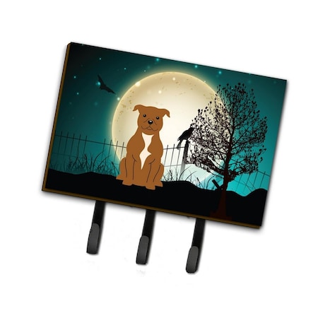 Carolines Treasures Halloween Scary Staffordshire Bull Terrier Brown Leash or Key Holder BB2237TH68