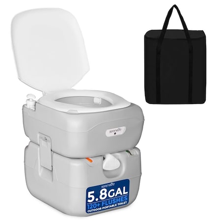 Serenelife 5.8 Gal Portable Camping Toilet For Adults, 100+ Flushes Porta Potty Camp Toilet with Detachable SLCATL360