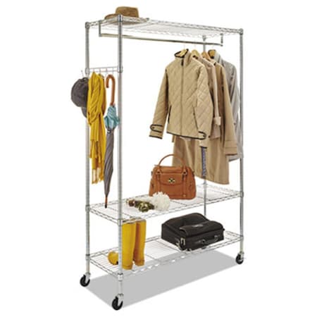 Alera Technologies Alera  Wire Shelving Garment Rack, Coat Rack, Stand Alone Rack with Casters, Silver GR364818SR