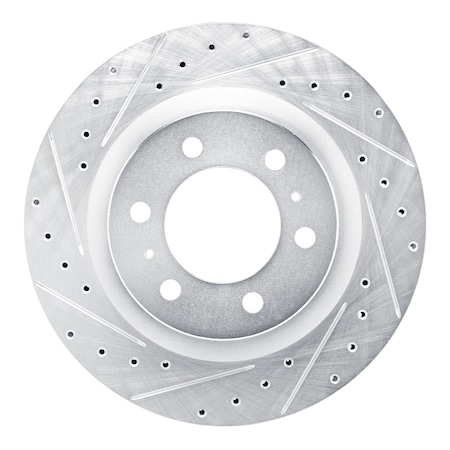 Dynamic Friction Co DFC Brake Rotor - Drilled and Slotted - Silver 631-76162L