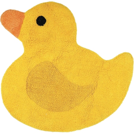 Homeroots 25" Yellow Cotton Rubber Duckie Youthful Bath Rug 635394