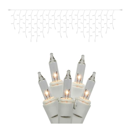 Vickerman 100 Light Clear Mini Icicle Light on Wht Wire 9 ft Christmas Light Strand End Connecting Set, 24PK W6W4321