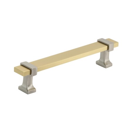 Amerock Overton 5-1/16 in 128 mm Center-to-Center Brushed Gold/Satin Nickel Cabinet Pull BP36682BGLG10