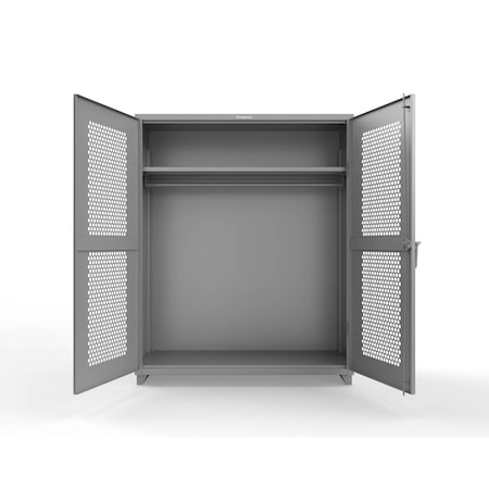 Strong Hold 14 GA Industrial Ventilated (Hex) Uniform Cabinet with Hanger Rod 56-H-WR-241-L