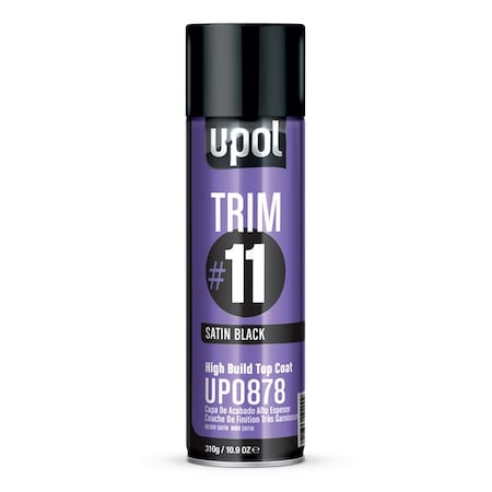 U-Pol Trim #11 UP0878 High Build Top Coat, 450 mL Aerosol Can, Stain Black, 48.4 sq-ft/Unit Coverage 878