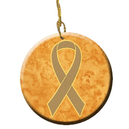 Carolines Treasures Peach Ribbon for Uterine Cancer Awareness Ceramic Ornament- 2.81 Dia AN1219CO1