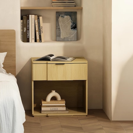 Manhattan Comfort Clive 22in Nightstand in Natural Oak (1-Drawer) NS1561-4