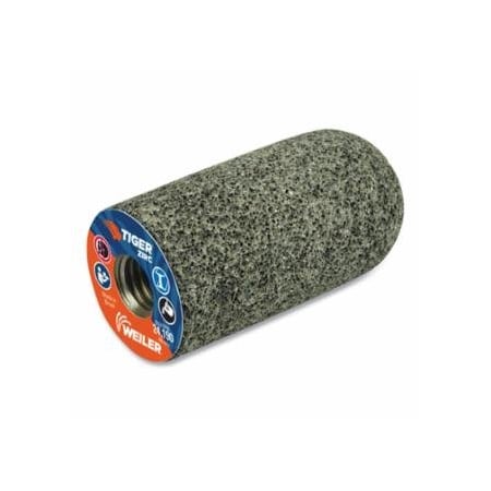 Weiler Tiger Grinding Plug, 1-1/2 in dia x 3 in Thick x 5/8 in-11 Arbor, 20 Grit, Zirconia Alumina, 12PK 804-68328