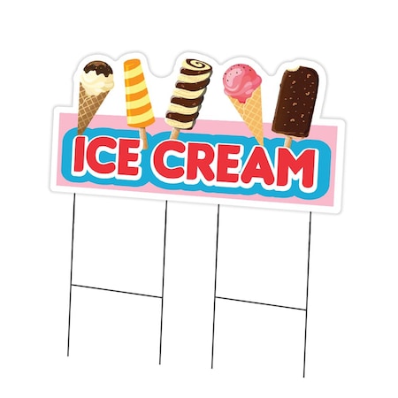 Signmission Ice Cream 2 Yard Sign & Stake outdoor plastic coroplast window, C-DC-2436-Ice Cream 2 C-DC-2436-Ice Cream 2