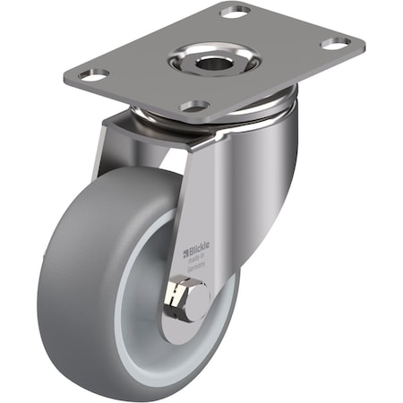 Blickle Swivel Plate Caster, TPR, 3-1/8", 220 lb. LKPXA-TPA 80G-12