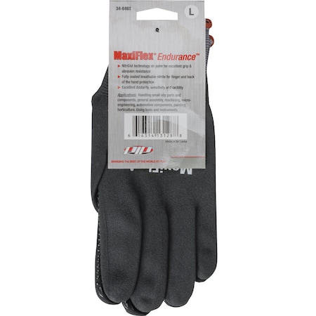 Atg Seamless Knit Nylon Glove w/Nitrile Coated MicroFoam Grip on Full Hand, Micro Dot Palm, Hang Ta, 12PK 34-846T/L