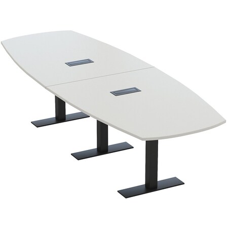 Skutchi Designs Arc Boat Conference Table With Power, 48 in W, 120 in L HAR-ABOT-48X120-T.BK-U779-EBLK