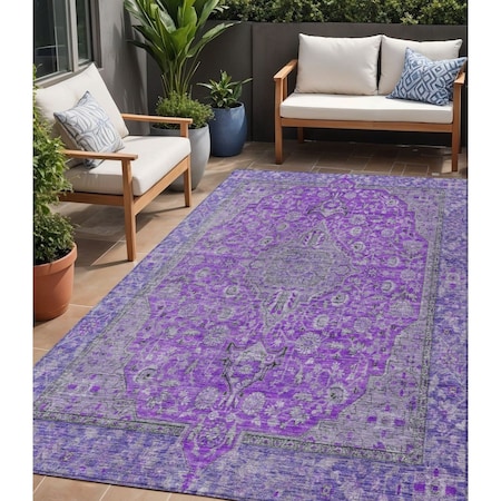 Homeroots 5' X 8' Purple And Gray Medallion Washable Indoor Outdoor Area Rug 616293