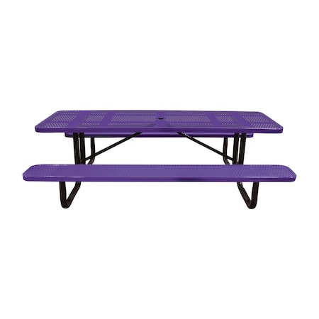 Leisure Craft 8' Standard Picnic Table, Perforated Metal, Portable, Purple T8XPP-PERF-PURPLE
