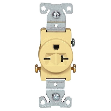 Eaton Wiring Devices Straight Blade Receptacle, 6-20R, 20 A, 250V AC, 2 Pole, 3 Wire, Flush Mount, Grounded 1876V-BOX