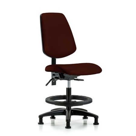 Blue Ridge Ergonomics Medium Bench Chair No Arms, 22" to 29" Height, Vinyl, Burgundy BR-VMBCH-MB-RG-T1-A0-BF-RG-8569