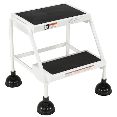 Vestil 18.5 H Steel Commercial Spring Loaded Rolling Ladder, 2 Steps LAD-2-W