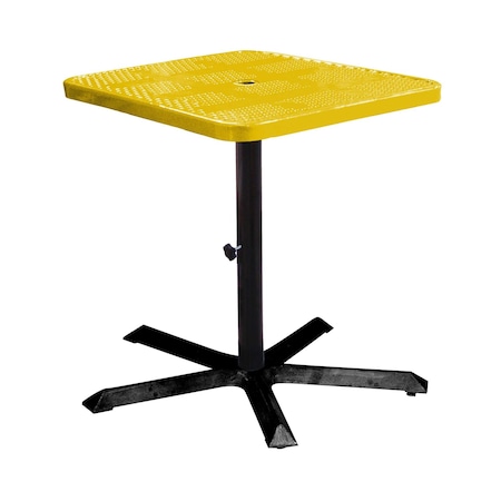 Leisure Craft 36" Square Perforated Pedestal Table, Portable, 40"H, Yellow SQ36TAB40-YELLOW