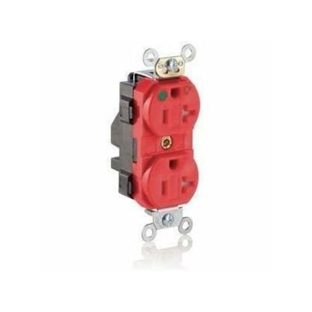 Leviton Straight Blade Receptacle, 5-20R, 20 A, 125V AC, 2 Pole, 3 Wire, Flush Mount, Isolated Ground MT830-IGR