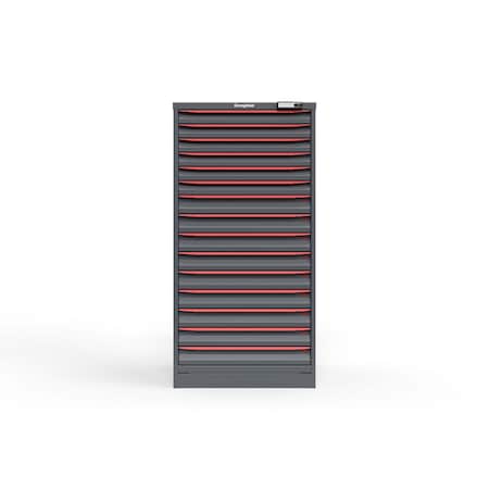 Strong Hold 15 drawer cabinet - (6x 2ft, 9x 3ft) - Red accents - Electronic Lock S3060-PPRAS-1501DS
