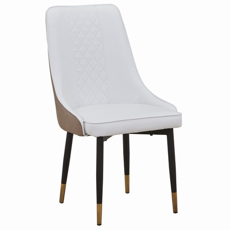 Leisuremod Allure Tufted PU Leather Side Dining Chair, Gold Accent Base AC52WBL