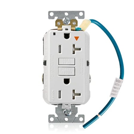 Leviton Plugs&Rcptcls, 20A, 125VAC, Wht, Polycarb GFTR2-IGW