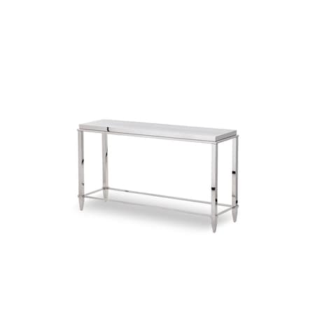 Homeroots 55" Silver Glass Frame Console Table 283430