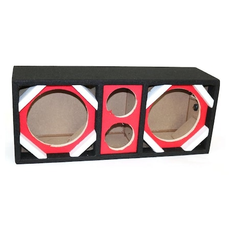 Deejay Led Two 8-in Woofers plus Two Tweeters Red Empty Chuchera Speaker Enclosure D8T2RED