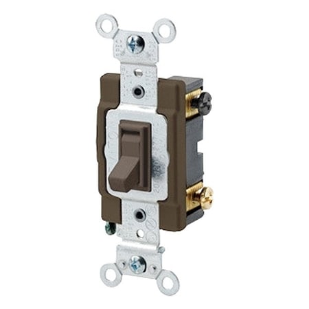 Leviton WallSwitch, 1hp, Toggle, 20A, Brown, PK1 54522-2