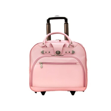 Mckleinusa 15.75 in. L Series Redwood Leather Wheeled Ladies Laptop Briefcase, Pink 99699
