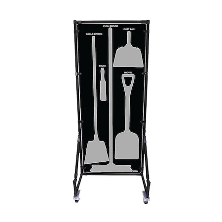 5S Supplies Housekeeping Shadow Board Broom Station V17, Black / Gray, Kit, No Text HSB-V17-BLACK/GRAY-KIT-NO TEXT