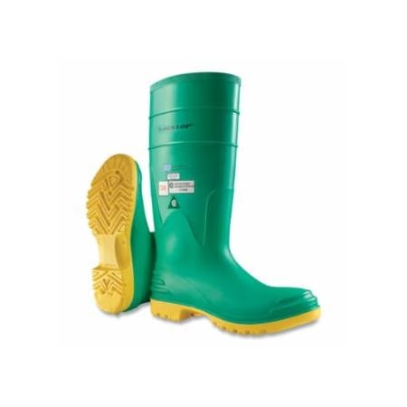 Dunlop Protective Footwear Hazmax Steel Toe/Midsole Rubber Boots, Men's 10, 16 in Boot, PVC, Green/Yellow 868-8701200.10
